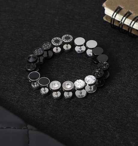 Fake Gauge Earrings, 9 Pairs Stainless Steel Round Studs Cheater Plugs Faux Tunnels Flat Back for Men Women in Saudi Arabia