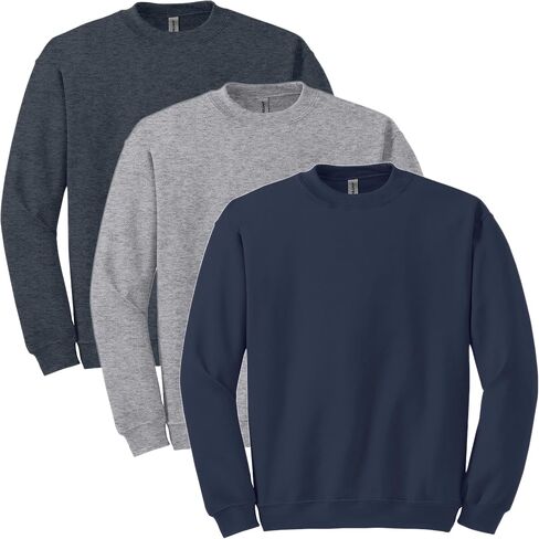 سويت شيرت رجالي من Gildan مصنوع من الصوف برقبة دائرية، Darkheather/Sportgrey/Navy، 3 قطع، X-Large US in Saudi Arabia