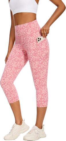 Capri Leggings for Women with Pockets, High Waisted Leggings Tummy Control Yoga Pants Workout Leggings in Saudi Arabia