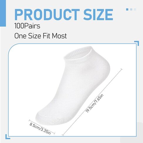 100 Pairs White Low Cut Socks Bulk for Women Men, Thin Breathable Casual Socks for Unisex Homeless Charity Event in Saudi Arabia