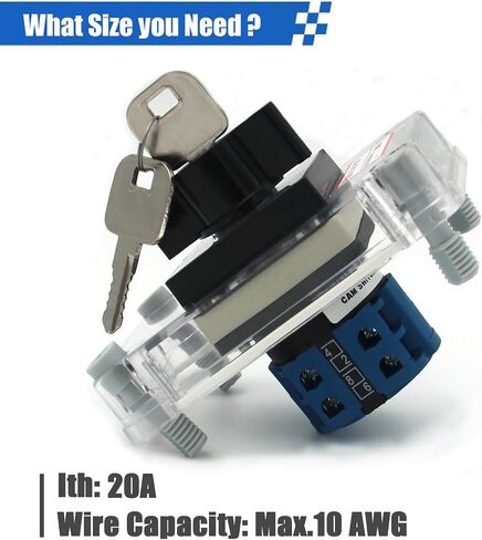 20A Rotary Changeover Switch with Exterior Box,3 Position 2 Phase 8 Terminals,ON-Off-ON Universal Selector Switch 20/D202.2D (1 Pack) in Saudi Arabia