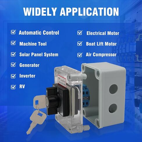 20A Rotary Changeover Switch with Exterior Box,3 Position 2 Phase 8 Terminals,ON-Off-ON Universal Selector Switch 20/D202.2D (1 Pack) in Saudi Arabia
