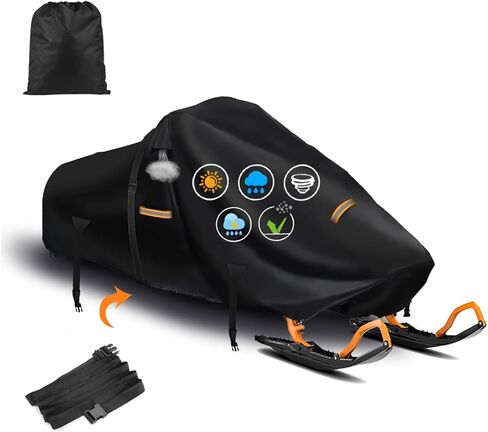 غطاء عربة الثلج، غطاء تزلج من قماش أكسفورد 420D شديد التحمل مع مشبكين مقاومين للرياح، فتحات تهوية، غطاء تخزين عربة الثلج عالمي قابل للمقطورة لبولاريس، سكي دو، قطة القطب الشمالي، ياماها، لينكس، كامسو، CFMOTO in Kuwait