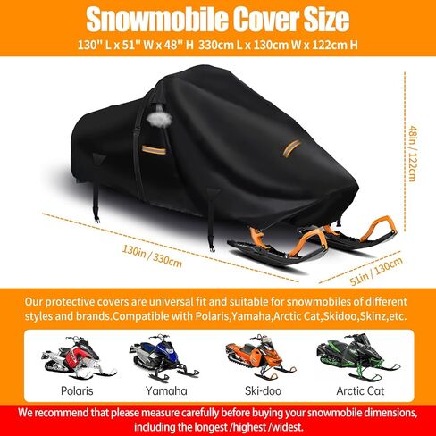 غطاء عربة الثلج، غطاء تزلج من قماش أكسفورد 420D شديد التحمل مع مشبكين مقاومين للرياح، فتحات تهوية، غطاء تخزين عربة الثلج عالمي قابل للمقطورة لبولاريس، سكي دو، قطة القطب الشمالي، ياماها، لينكس، كامسو، CFMOTO in Kuwait