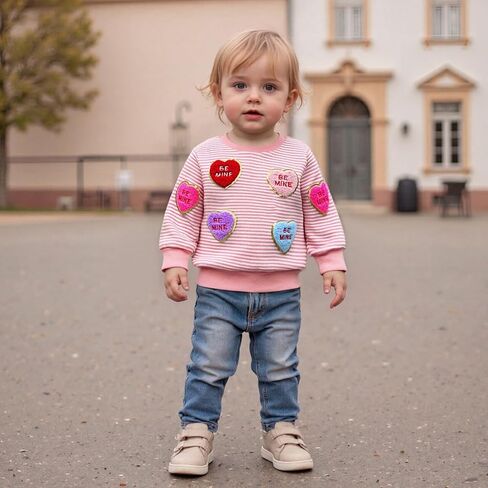 Toddler Baby Girl Boy Valentines Day Outfit Long Sleeve Letter Print Sweatshirt Shirt Infant Spring Clothes in Saudi Arabia
