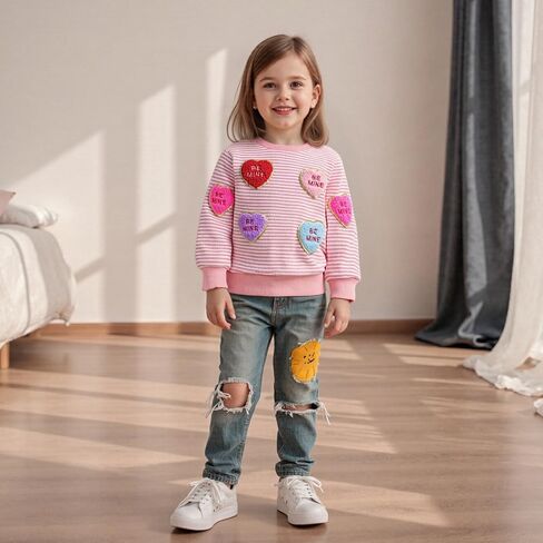 Toddler Baby Girl Boy Valentines Day Outfit Long Sleeve Letter Print Sweatshirt Shirt Infant Spring Clothes in Saudi Arabia
