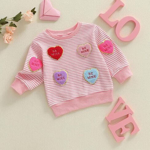 Toddler Baby Girl Boy Valentines Day Outfit Long Sleeve Letter Print Sweatshirt Shirt Infant Spring Clothes in Saudi Arabia
