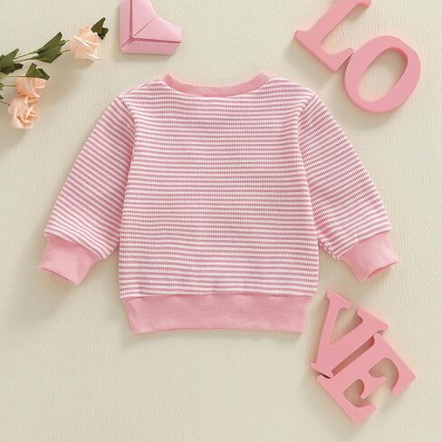 Toddler Baby Girl Boy Valentines Day Outfit Long Sleeve Letter Print Sweatshirt Shirt Infant Spring Clothes in Saudi Arabia