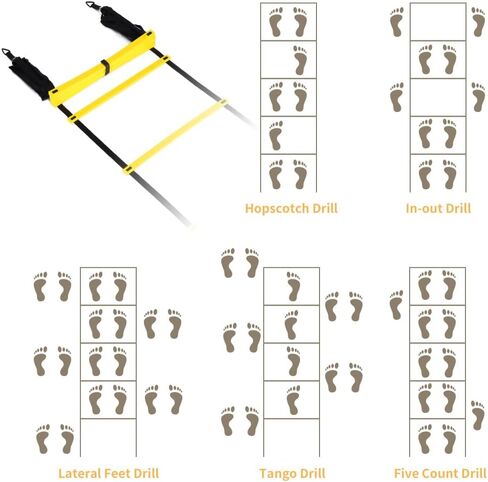 YISSVIC Agility Ladder and Cones 20 Feet 12 Adjustable Rungs Fitness Speed Training Equipment,1 Carry Bags, 10 Cones, 4 Stakes, Basketball, Soccer in Saudi Arabia