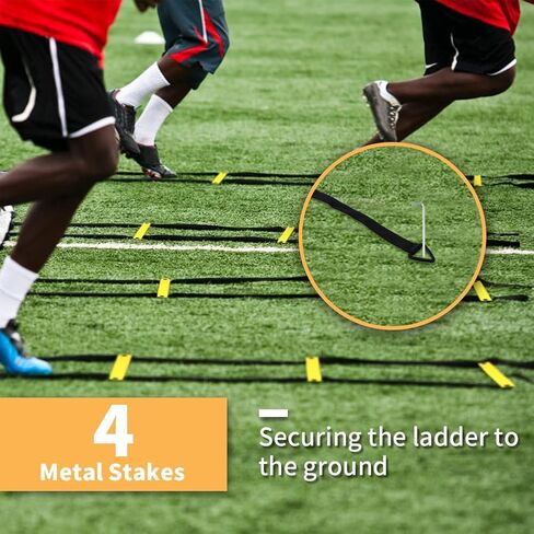 YISSVIC Agility Ladder and Cones 20 Feet 12 Adjustable Rungs Fitness Speed Training Equipment,1 Carry Bags, 10 Cones, 4 Stakes, Basketball, Soccer in Saudi Arabia