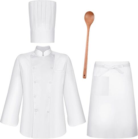 4 Pcs Halloween Mouse Chef Costume Set Inclued Chef Jacket,Tail Hat,Apron and Spoon for Men Women Cosplay Party in Saudi Arabia