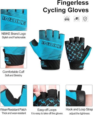 قفازات الدراجة INBIKE نصف إصبع مبطنة بدون أصابع للدراجة للرجال والنساء قابلة للتمدد وقابلة للتنفس in Kuwait