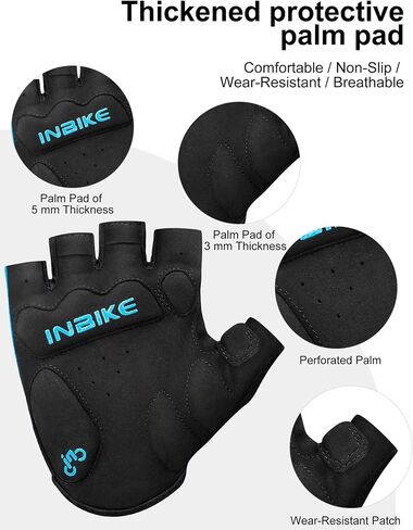 INBIKE Half Finger Bike Gloves Padded Fingerless Bicycle Glove for Men Women Stretchable Breathable in Saudi Arabia