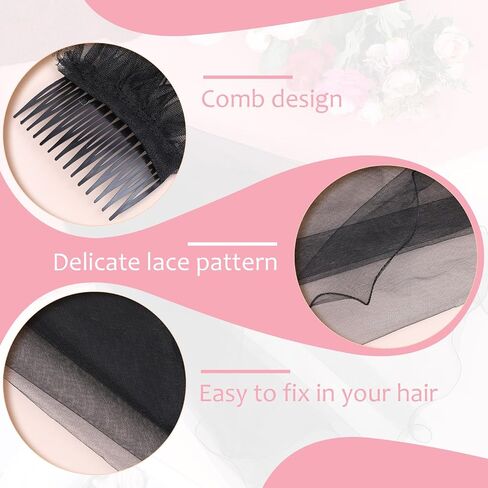 Black Veil, Black Wedding Veils for Women Bachelorette Party Decorations Halloween Party Supplies Elegant Bridal Hair Accessory for Wedding Bachelorette Halloween Parties in Saudi Arabia