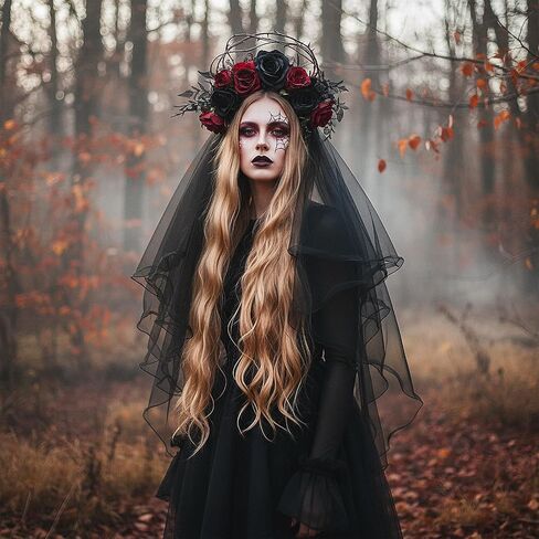 Black Veil, Black Wedding Veils for Women Bachelorette Party Decorations Halloween Party Supplies Elegant Bridal Hair Accessory for Wedding Bachelorette Halloween Parties in Saudi Arabia