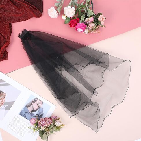 Black Veil, Black Wedding Veils for Women Bachelorette Party Decorations Halloween Party Supplies Elegant Bridal Hair Accessory for Wedding Bachelorette Halloween Parties in Saudi Arabia