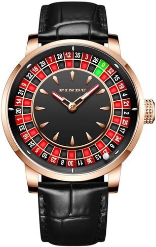Men's Automatic Mechanical Watch with 1.8 Inches Roulette Wheel – NH35A Movement, Shake & Rotate Function, 50M Waterproof – Unique American Style Casino Watch for Game Night & Collectors in Saudi Arabia