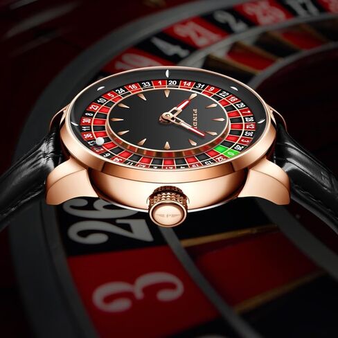 Men's Automatic Mechanical Watch with 1.8 Inches Roulette Wheel – NH35A Movement, Shake & Rotate Function, 50M Waterproof – Unique American Style Casino Watch for Game Night & Collectors in Saudi Arabia