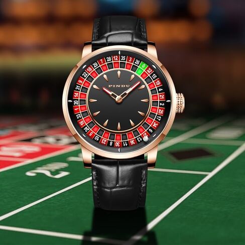 Men's Automatic Mechanical Watch with 1.8 Inches Roulette Wheel – NH35A Movement, Shake & Rotate Function, 50M Waterproof – Unique American Style Casino Watch for Game Night & Collectors in Saudi Arabia