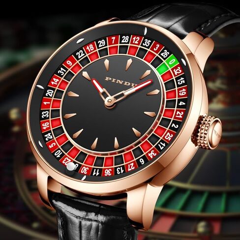 Men's Automatic Mechanical Watch with 1.8 Inches Roulette Wheel – NH35A Movement, Shake & Rotate Function, 50M Waterproof – Unique American Style Casino Watch for Game Night & Collectors in Saudi Arabia