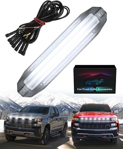 Front Bumper LED Grill Light for 2019 2020 2021 Chevrolet Silverado 1500 Raptor Marker Lights fit WT Custom OEM Grille Accessories (Amber Lights, 4) in Saudi Arabia
