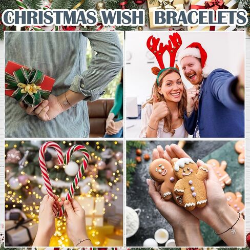 quelay عيد الميلاد ندفة الثلج أتمنى الأساور السائبة أساور عيد الميلاد قابل للتعديل مع بطاقات الرغبات مضفر الشمع حبل الصداقة سوار السائبة لعيد الميلاد أصدقاء الأسرة زملاء العمل الهدايا in Saudi Arabia