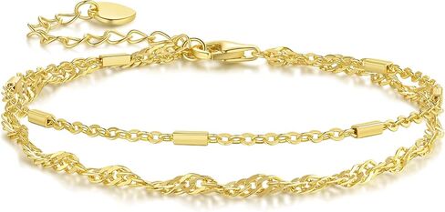 Gold Bracelets for Women 14K Gold Bracelets for Women Layered Bracelet for Womens Unique Chain Combination Bamboo Bracelet for Womens in Saudi Arabia