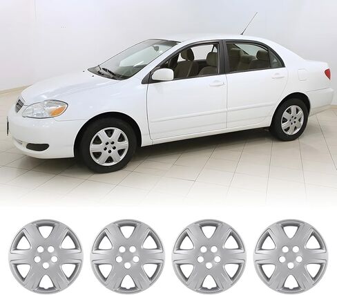 أغطية عجلات مقاس 15 بوصة غطاء حافة عجلة مطلي باللون الأسود مناسب لسيارة Toyota Corolla 2005-2008، مجموعة أغطية محور مقاس 15 بوصة مكونة من 4 أغطية محور مصنوعة من مادة PP سهلة التركيب لملحقات بديلة لسيارة Toyota Corolla 05-08 in Saudi Arabia