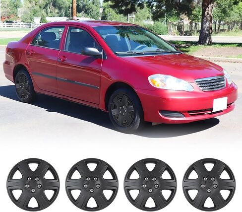 15" Wheel Covers Hubcaps Black Lacquer Wheel Rim Cover Fit for 2005-2008 Toyota Corolla, 15 Inch Hubcaps Set of 4 PP Material Hub Caps Snap On Replacement Accessories for 05-08 Toyota Corolla in Saudi Arabia