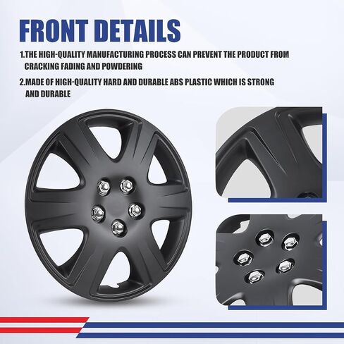 15" Wheel Covers Hubcaps Black Lacquer Wheel Rim Cover Fit for 2005-2008 Toyota Corolla, 15 Inch Hubcaps Set of 4 PP Material Hub Caps Snap On Replacement Accessories for 05-08 Toyota Corolla in Saudi Arabia