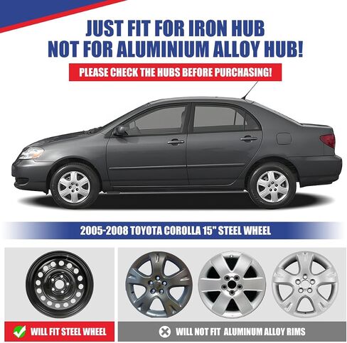 15" Wheel Covers Hubcaps Black Lacquer Wheel Rim Cover Fit for 2005-2008 Toyota Corolla, 15 Inch Hubcaps Set of 4 PP Material Hub Caps Snap On Replacement Accessories for 05-08 Toyota Corolla in Saudi Arabia