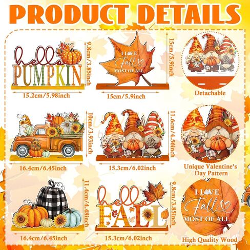 Yousoontic 6 Pcs Fall Decor for Home Fall Table Decorations Thanksgiving Signs Centerpieces Photo Props Hello Gnomes Pumpkin Truck Tabletop Signs for Autumn Harvest Party Decor in Saudi Arabia