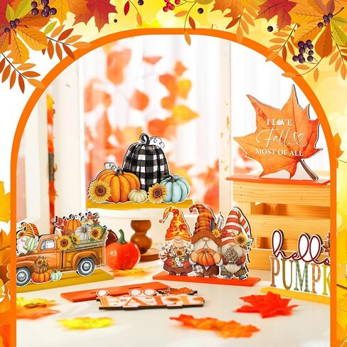 Yousoontic 6 Pcs Fall Decor for Home Fall Table Decorations Thanksgiving Signs Centerpieces Photo Props Hello Gnomes Pumpkin Truck Tabletop Signs for Autumn Harvest Party Decor in Saudi Arabia