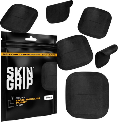 رقعة جيب لاصقة من Skin Grip Tandem Mobi مع فتحة - 5 عبوات - حافظة جيب مقاومة للماء والعرق، تحل محل الرقعة الأصلية، تدوم أكثر من 6 أيام، صديقة للبشرة، (أسود) in Kuwait