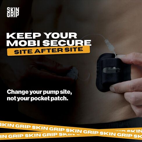 رقعة جيب لاصقة من Skin Grip Tandem Mobi مع فتحة - 5 عبوات - حافظة جيب مقاومة للماء والعرق، تحل محل الرقعة الأصلية، تدوم أكثر من 6 أيام، صديقة للبشرة، (أسود) in Kuwait