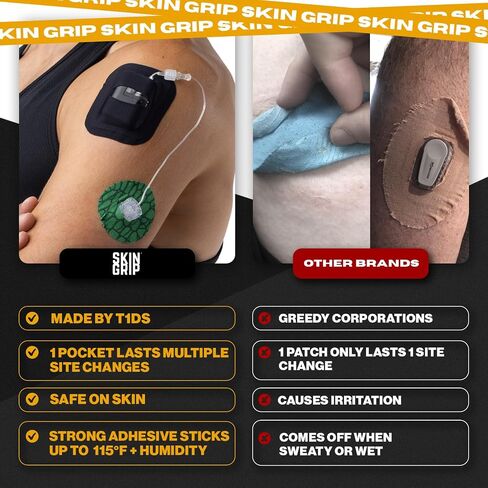 رقعة جيب لاصقة من Skin Grip Tandem Mobi مع فتحة - 5 عبوات - حافظة جيب مقاومة للماء والعرق، تحل محل الرقعة الأصلية، تدوم أكثر من 6 أيام، صديقة للبشرة، (أسود) in Kuwait