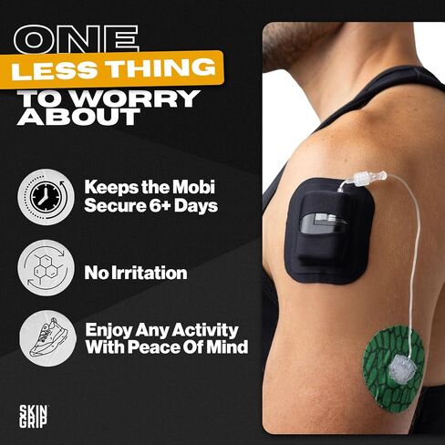 رقعة جيب لاصقة من Skin Grip Tandem Mobi مع فتحة - 5 عبوات - حافظة جيب مقاومة للماء والعرق، تحل محل الرقعة الأصلية، تدوم أكثر من 6 أيام، صديقة للبشرة، (أسود) in Kuwait