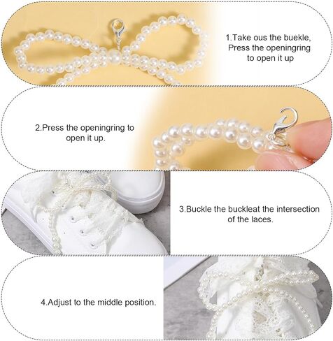 5Pcs Pearls Lace Bow Shoe Charms for Sneakers, Shoe Jewelry for Sneakers Lace Shoelaces Charms Shoes Accessories Women Girls in Saudi Arabia