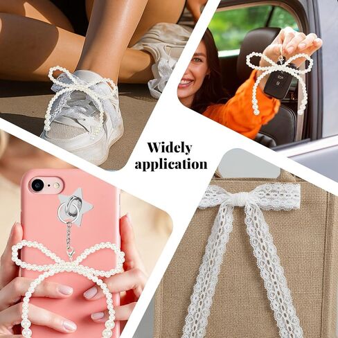 5Pcs Pearls Lace Bow Shoe Charms for Sneakers, Shoe Jewelry for Sneakers Lace Shoelaces Charms Shoes Accessories Women Girls in Saudi Arabia