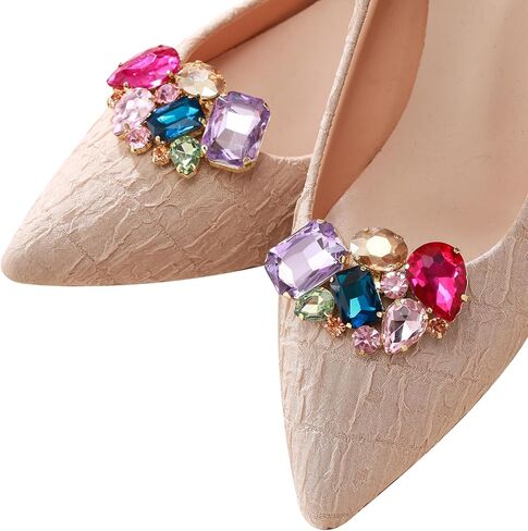 Flyonce Shoe Clips Sparkly Rhinestone Crystal Decarative Shoe Clips for Women Dress Shoes Jewelry Accessories for Pumps Flats in Saudi Arabia
