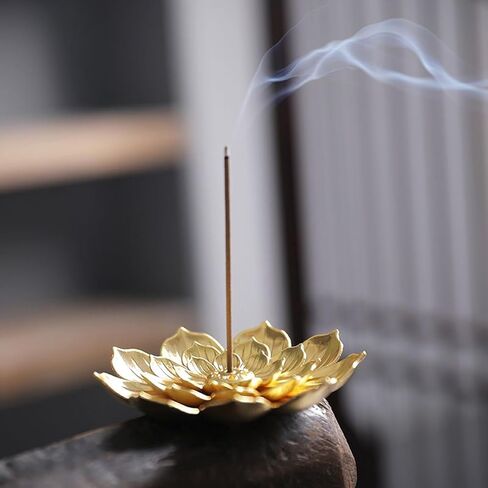 Incense Holder for Sticks, Incense Burner, Brass Lotus Incense Stick Holder and Detachable Ash Catcher in Saudi Arabia