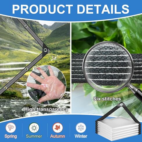 Clear Tarps Heavy Duty Waterproof 4x6ft Clear Tarp with Grommets and Reinforced Edges 14Mil Thickened Tear Resistant Clear Vinyl Plastic Tarp for Outdoor Patio Chicken Coop Greenhouse Plant in Saudi Arabia