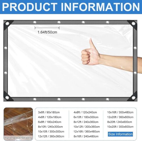 Clear Tarps Heavy Duty Waterproof 4x6ft Clear Tarp with Grommets and Reinforced Edges 14Mil Thickened Tear Resistant Clear Vinyl Plastic Tarp for Outdoor Patio Chicken Coop Greenhouse Plant in Saudi Arabia