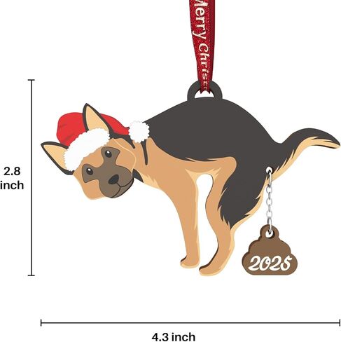 Pet Dog Cat Christmas Ornaments Funny Dog Pooping Ornaments for Christmas Tree Wood Laser Engraved Christmas Ornaments 2024 (Dog2) in Kuwait