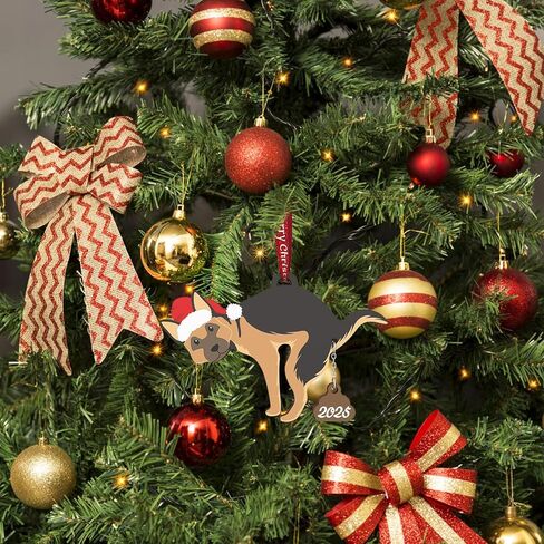 Pet Dog Cat Christmas Ornaments Funny Dog Pooping Ornaments for Christmas Tree Wood Laser Engraved Christmas Ornaments 2024 (Dog2) in Kuwait