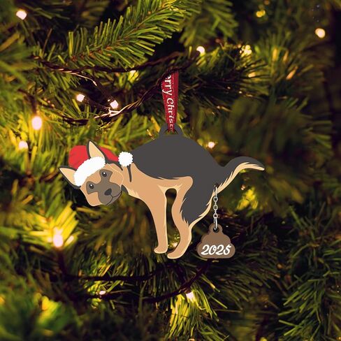 Pet Dog Cat Christmas Ornaments Funny Dog Pooping Ornaments for Christmas Tree Wood Laser Engraved Christmas Ornaments 2024 (Dog2) in Kuwait