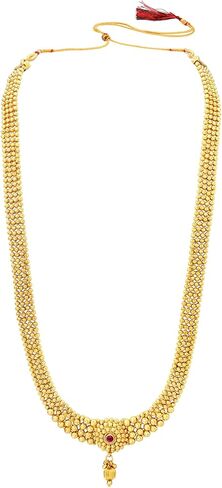 Aheli Gold Plated Maharani Haar Long Necklace Short Necklace & Drop Earrings South Indian Traditional Jewellery Set Gift for Women in Saudi Arabia