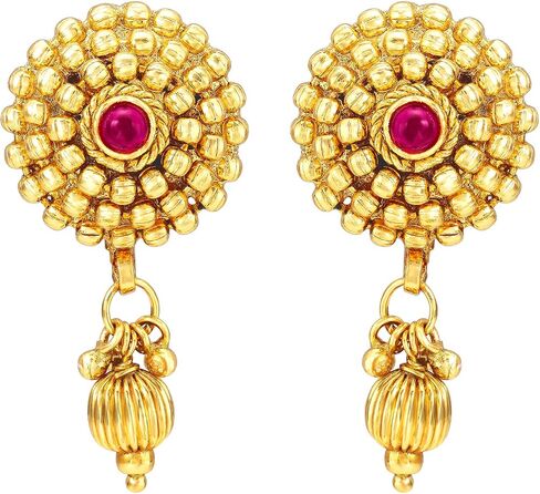 Aheli Gold Plated Maharani Haar Long Necklace Short Necklace & Drop Earrings South Indian Traditional Jewellery Set Gift for Women in Saudi Arabia