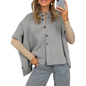 Simplee Womens Oversized Batwing Short Sleeve Cardigan Crewneck Button Down Knit Sweaters Pullover Fall Tops 2025 in Saudi Arabia