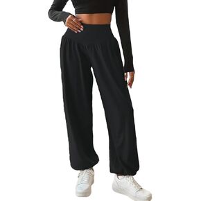Womens Baggy Wide Leg Pants Casual Loose Elastic Waisted Comfy Harem Pants with Pockets in Kuwait